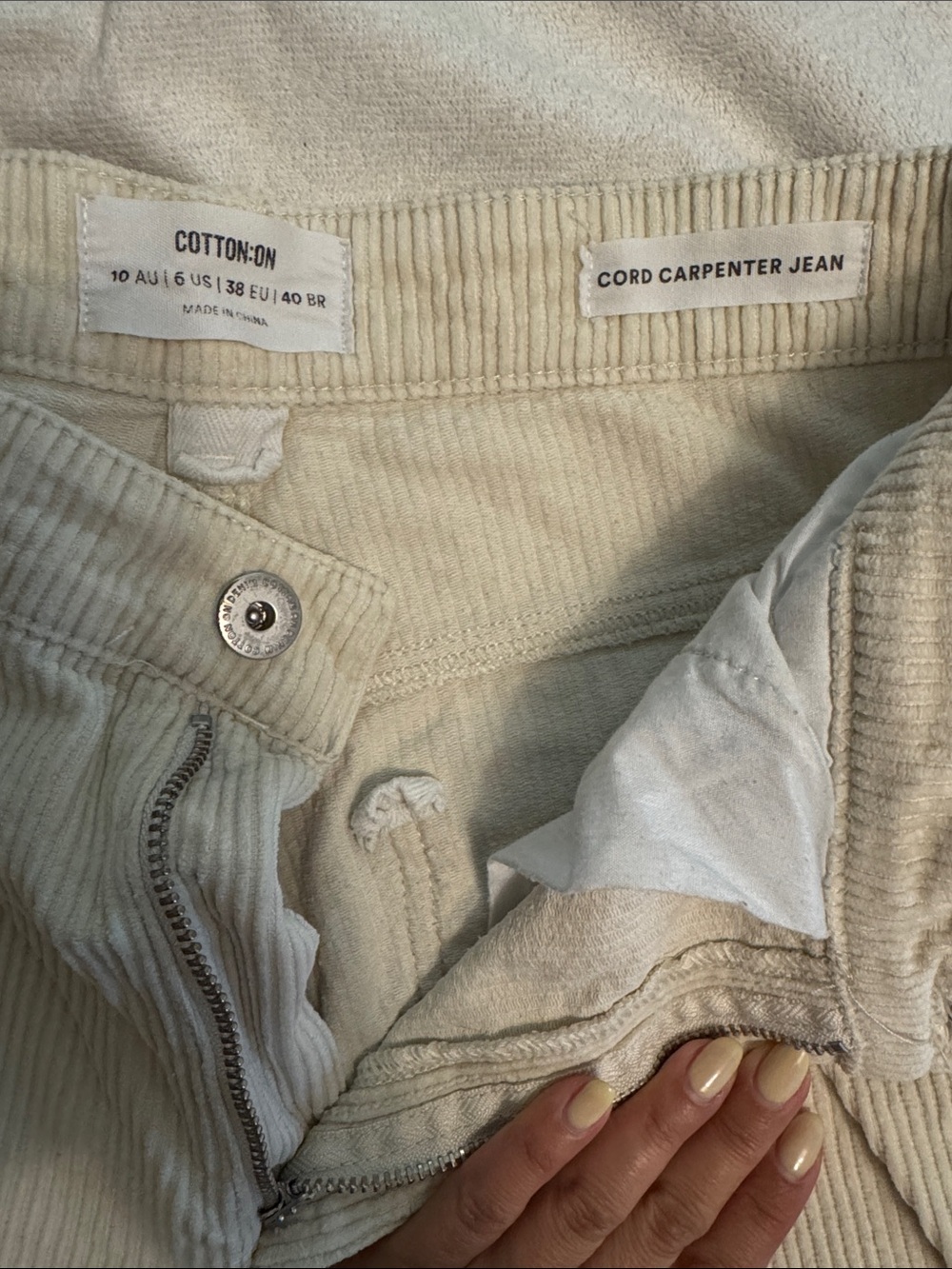 Cotton On Cream Cord Carpenter Jeans Corduroy